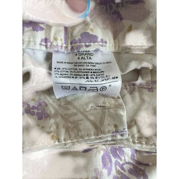 Old Navy Purple Floral Office Work Straight Leg Pixie Dress Pants Size 4 Tall - Picture 3 of 13